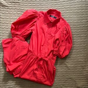 Lauren Ralph Lauren Puff Sleeve Midi Dress